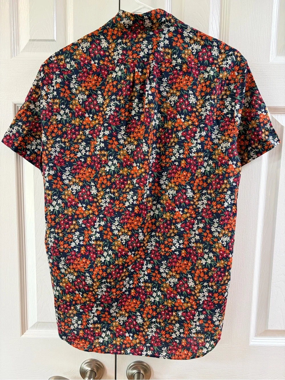 J. Crew Made with Liberty Fabric Navy Floral Short Sleeve Button Up Shirt Size M
